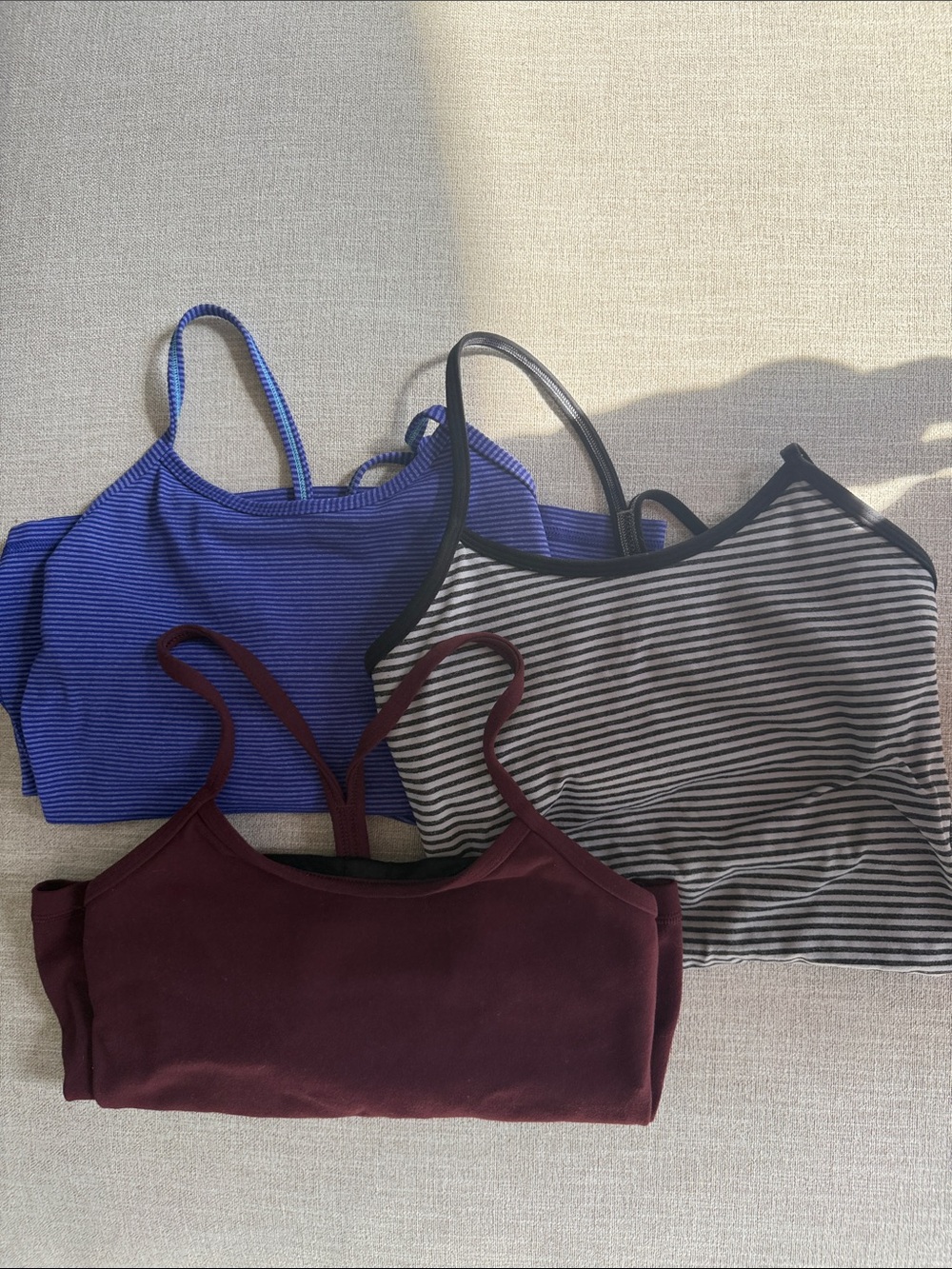 3-Pack Power Y Tank - Blue, Black/White Stripe, Burgundy